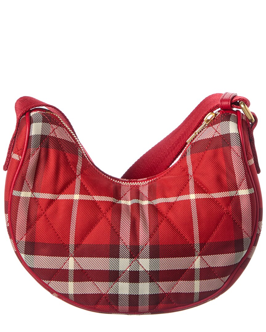 Burberry Horseshoe Nylon & Leather Hobo Bag