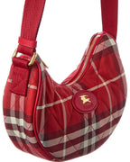 Burberry Horseshoe Nylon & Leather Hobo Bag