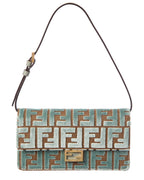 Fendi Baguette Ff Velvet & Leather Wallet On Chain