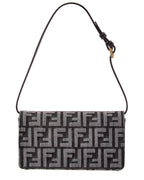 Fendi Baguette Ff Denim & Leather Wallet On Chain