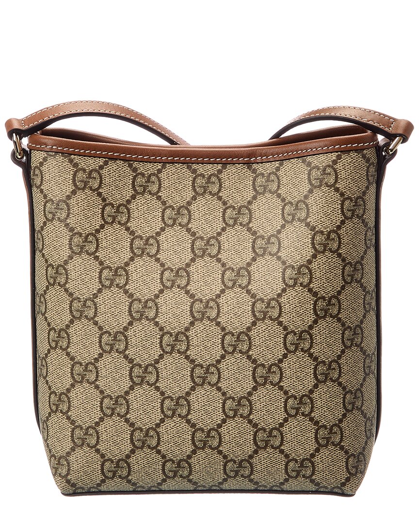 Gucci Gg Emblem Nano Gg Supreme Canvas & Leather Bucket Bag