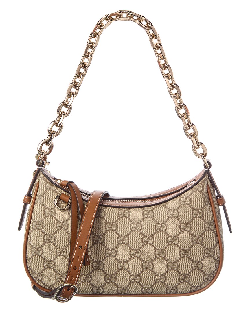 Gucci Gg Emblem Small Gg Supreme Canvas & Leather Shoulder Bag