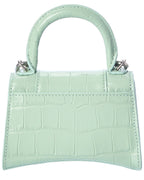 Balenciaga Hourglass Mini Top Handle Croc-Embossed Leather Crossbody