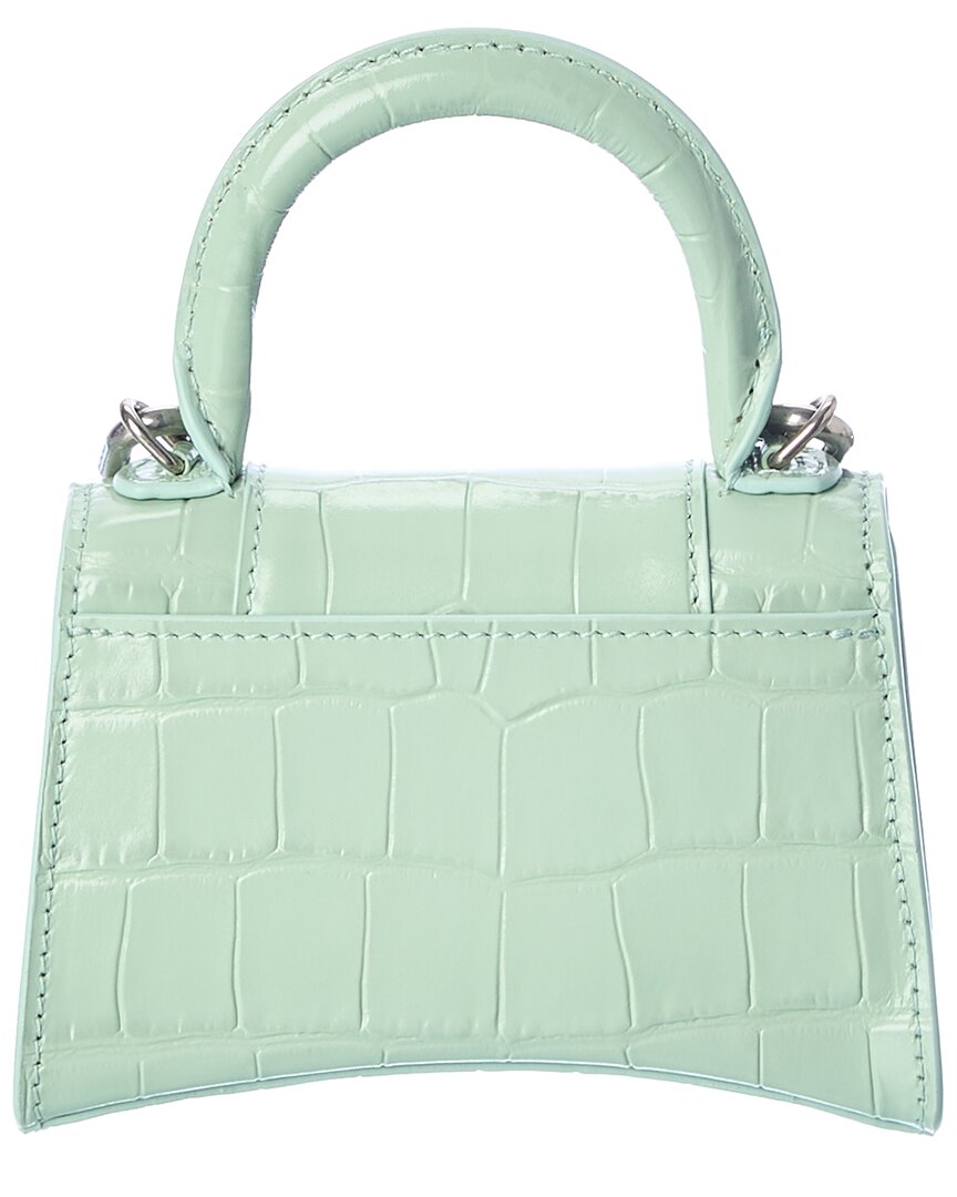 Balenciaga Hourglass Mini Top Handle Croc-Embossed Leather Crossbody
