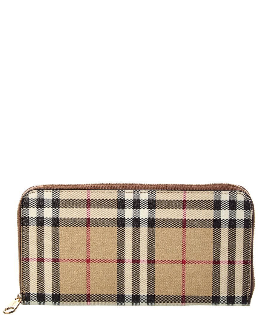 Burberry Check E-Canvas Zip Around Wallet