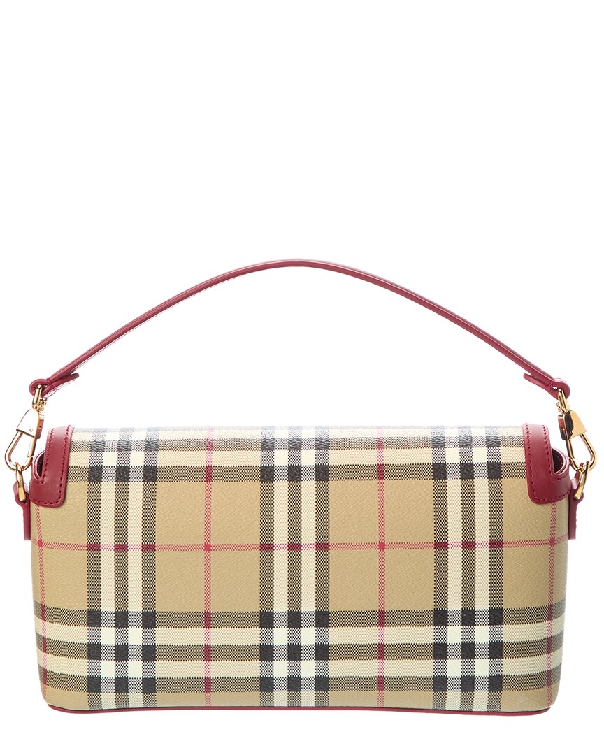 Burberry Note Small Check E-Canvas & Leather Shoulder Bag