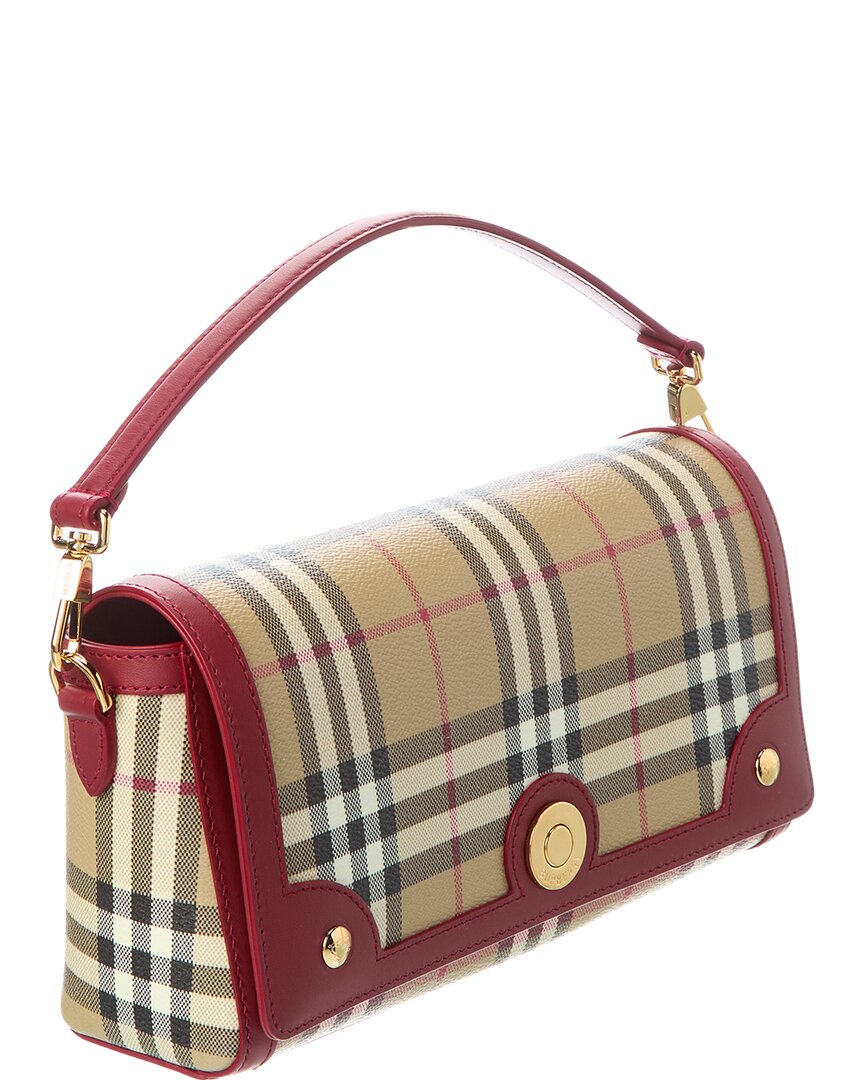Burberry Note Small Check E-Canvas & Leather Shoulder Bag