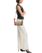 Burberry Note Small Check E-Canvas & Leather Shoulder Bag