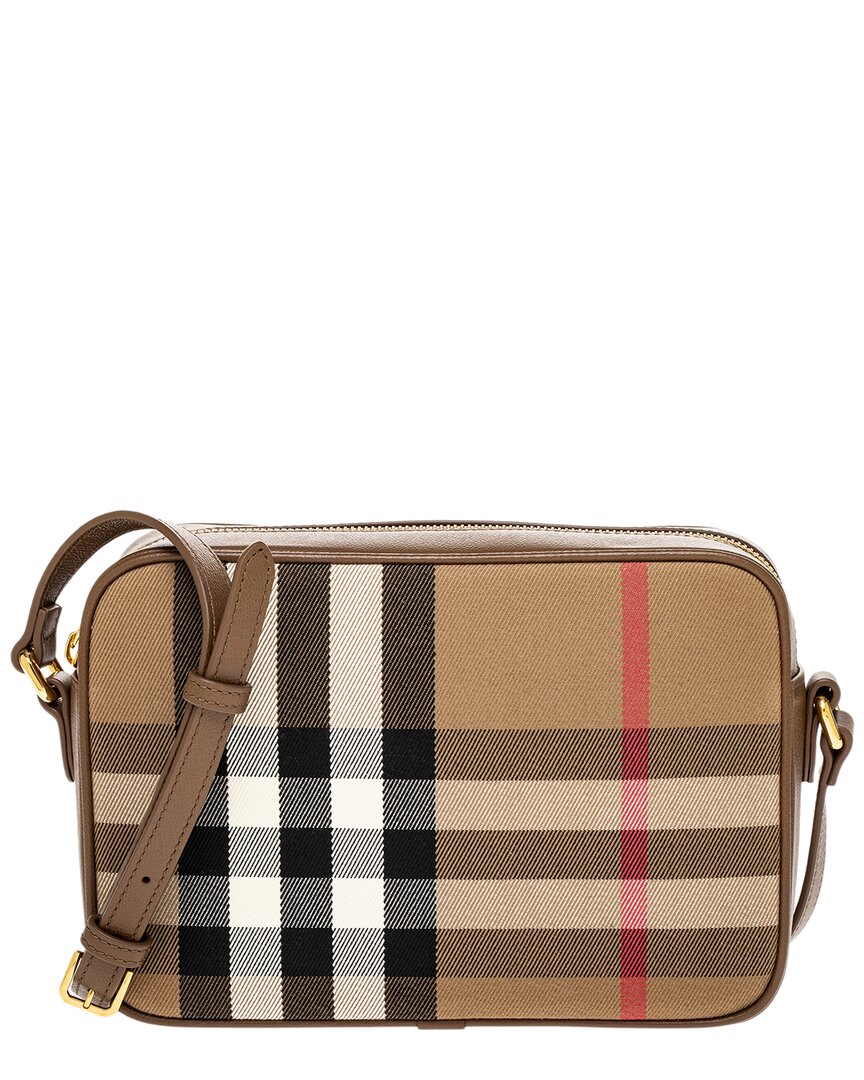 Burberry Check Canvas & Leather Shoulder Bag