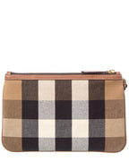 Burberry Check Canvas & Leather Pouch