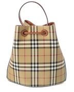 Burberry Check E-Canvas & Leather Bucket Bag