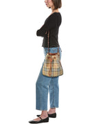 Burberry Check E-Canvas & Leather Bucket Bag