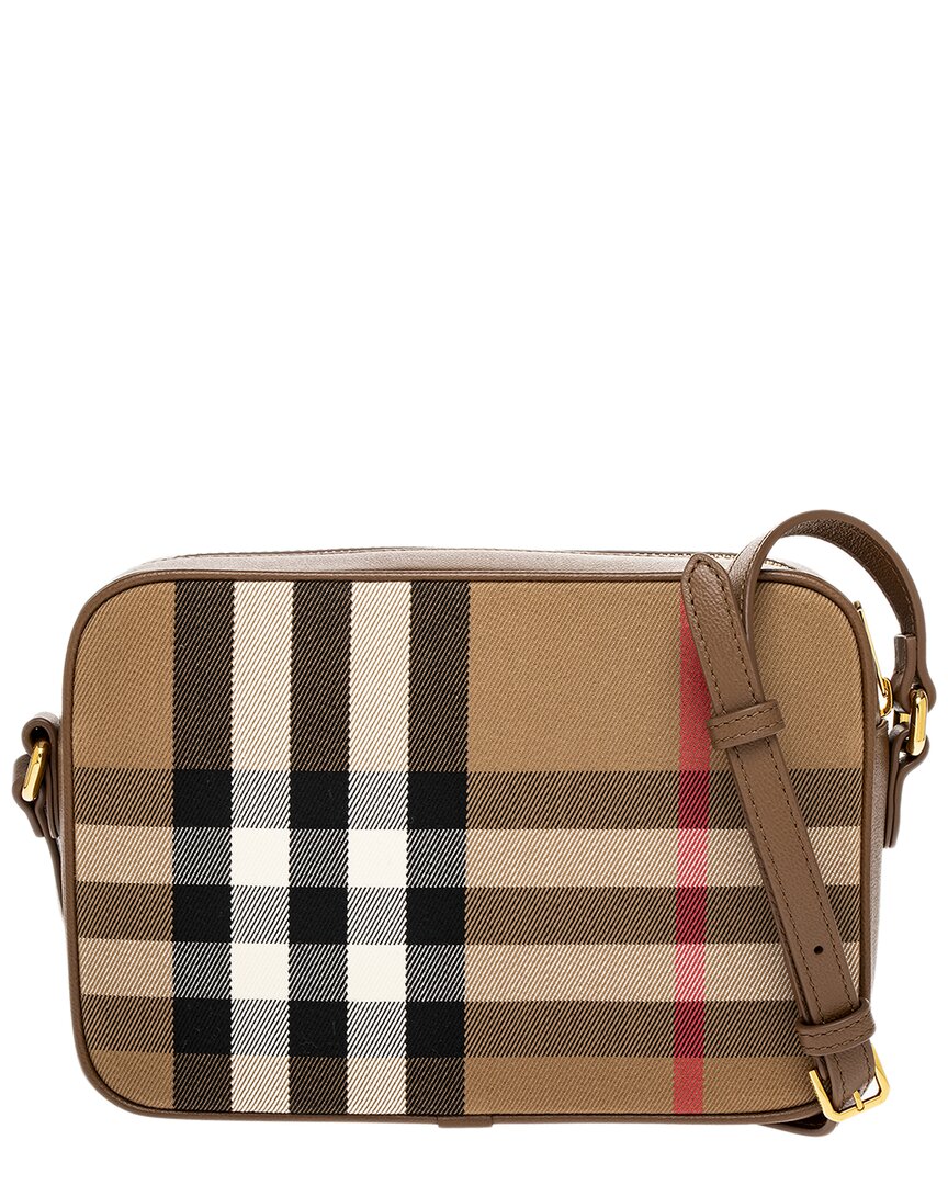 Burberry Check Canvas & Leather Shoulder Bag
