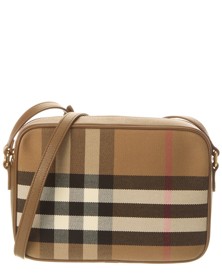 Burberry Check Canvas & Leather Camera Bag
