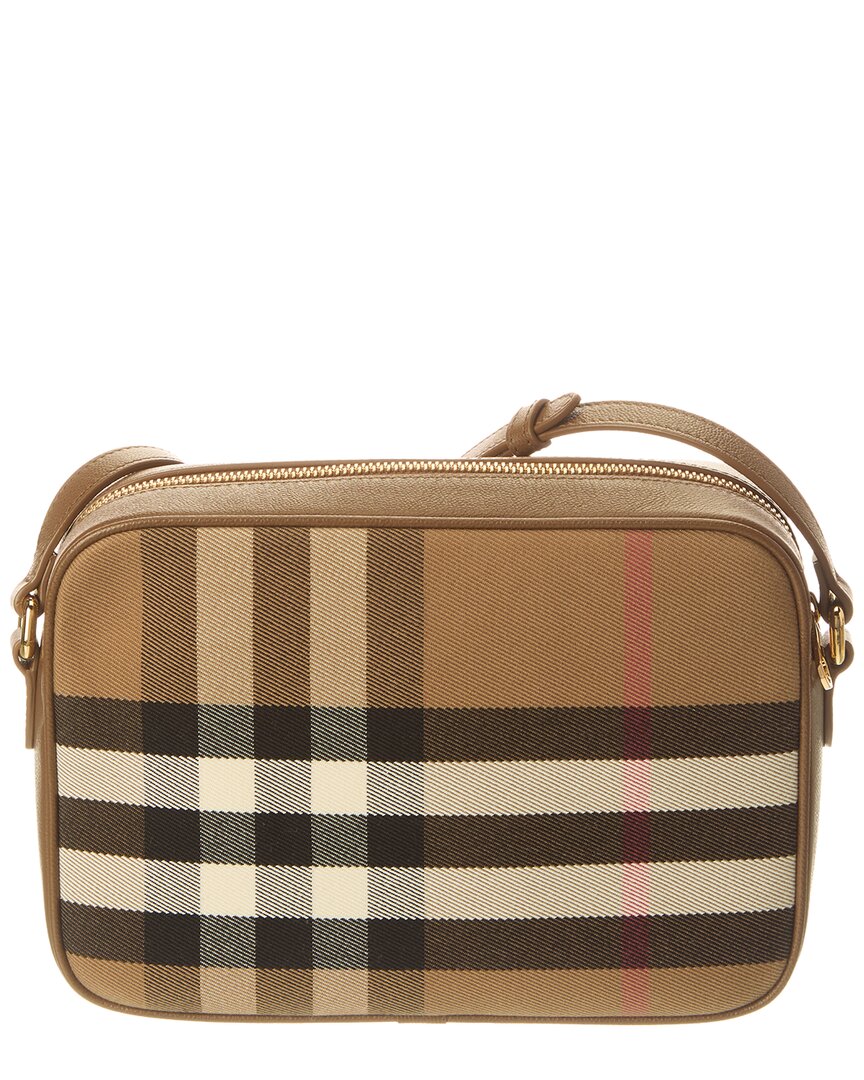 Burberry Check Canvas & Leather Camera Bag