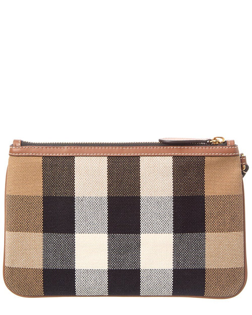 Burberry Check Canvas & Leather Pouch