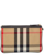 Burberry Check Canvas & Leather Pouch