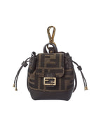 Fendi Nano Ff Jacquard & Leather Backpack Charm