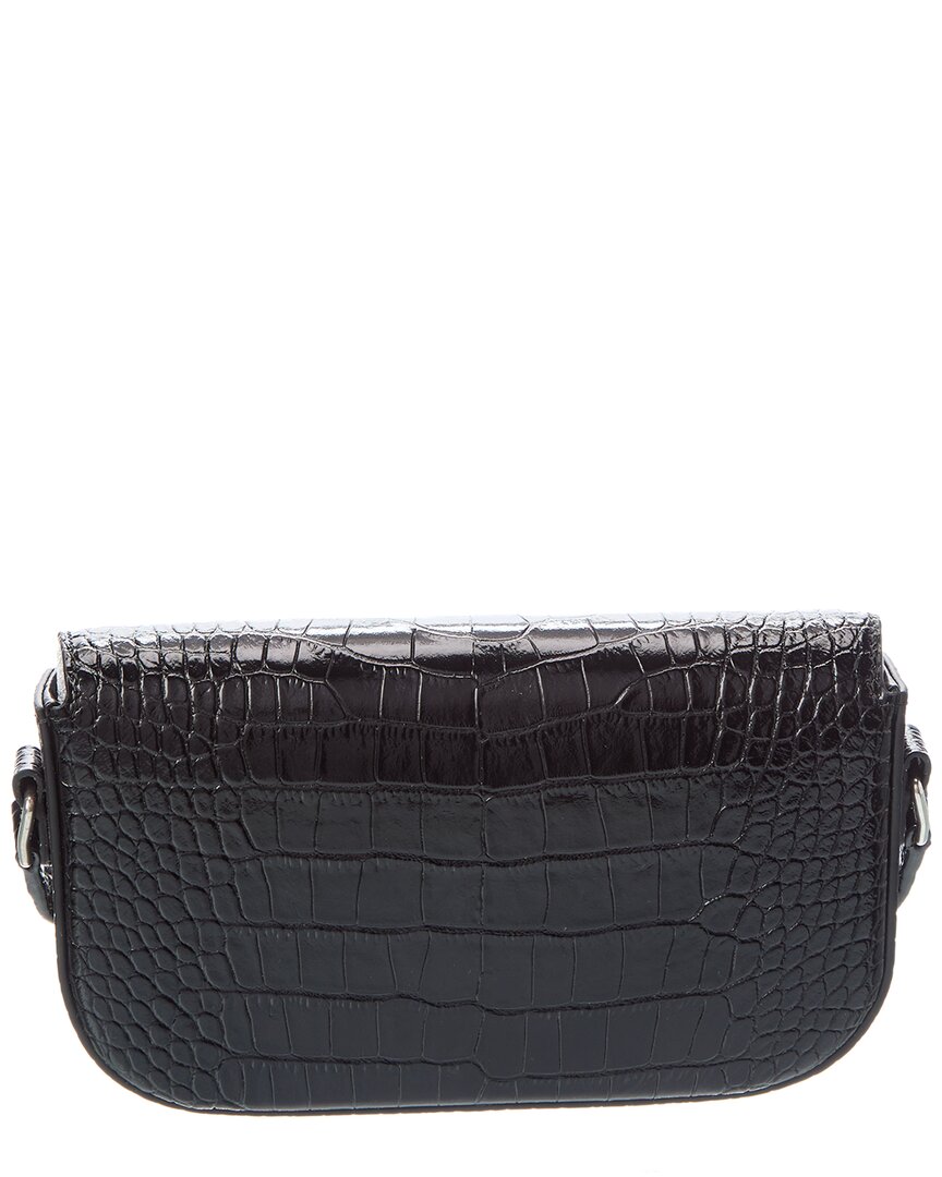 Celine Small Triomphe Croc-Embossed Leather Crossbody