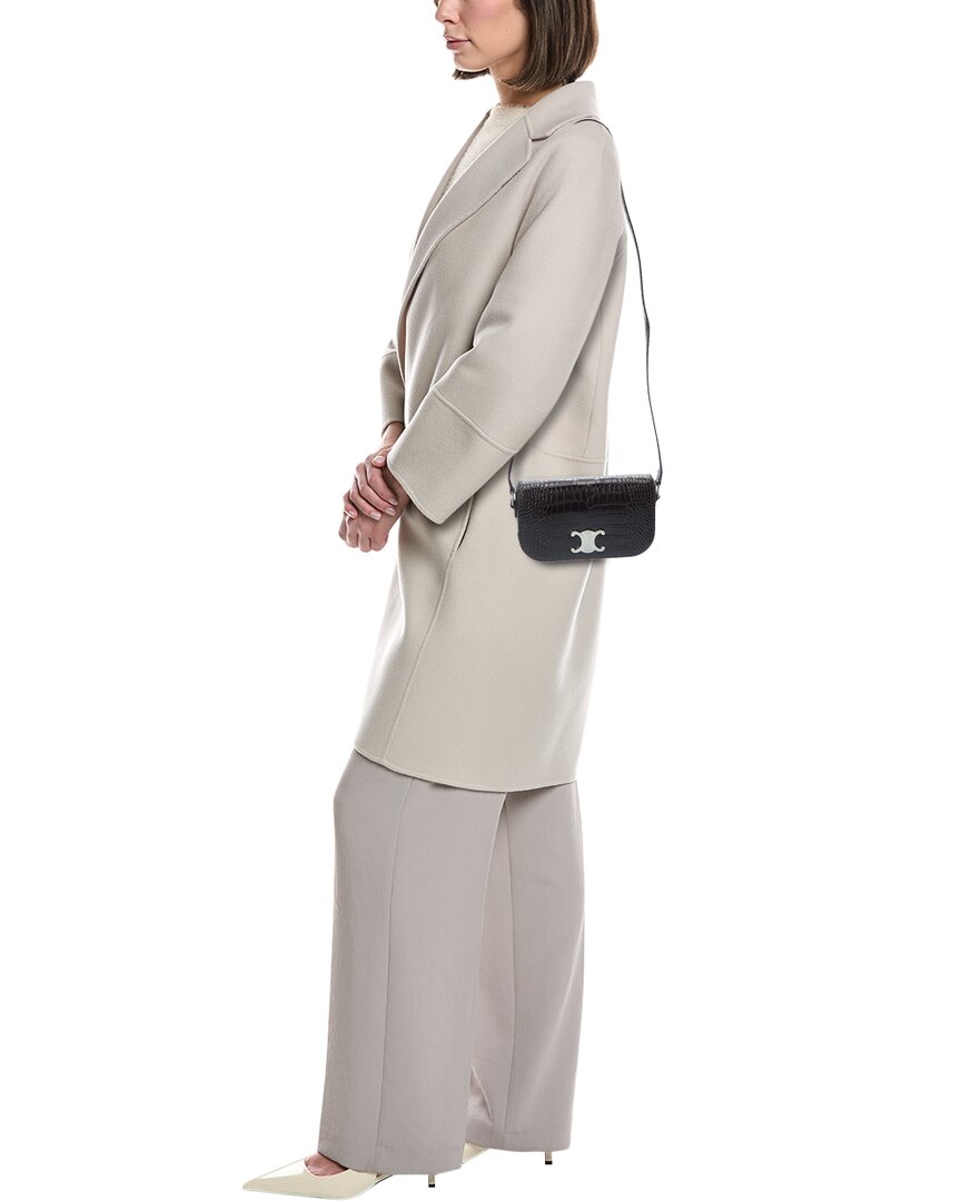 Celine Small Triomphe Croc-Embossed Leather Crossbody