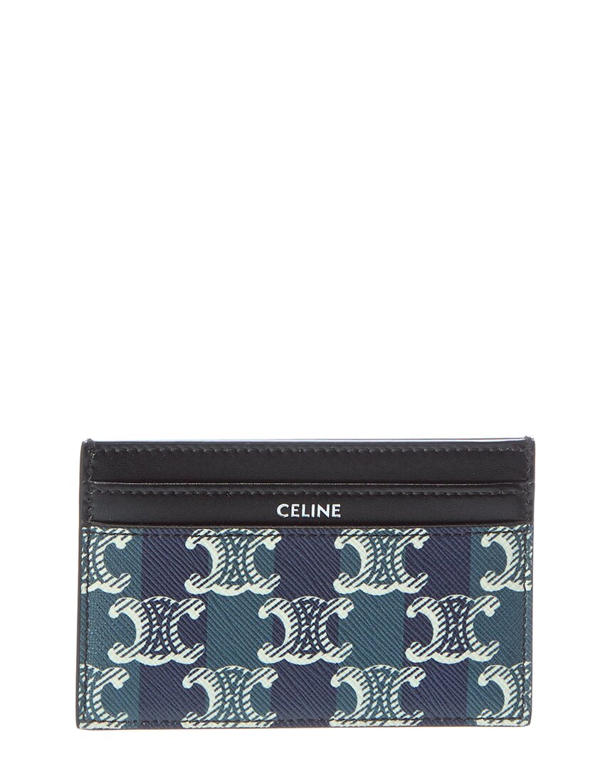 Celine Medium Striped Triomphe Canvas & Leather Card Holder