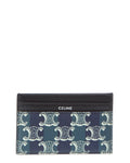 Celine Medium Striped Triomphe Canvas & Leather Card Holder