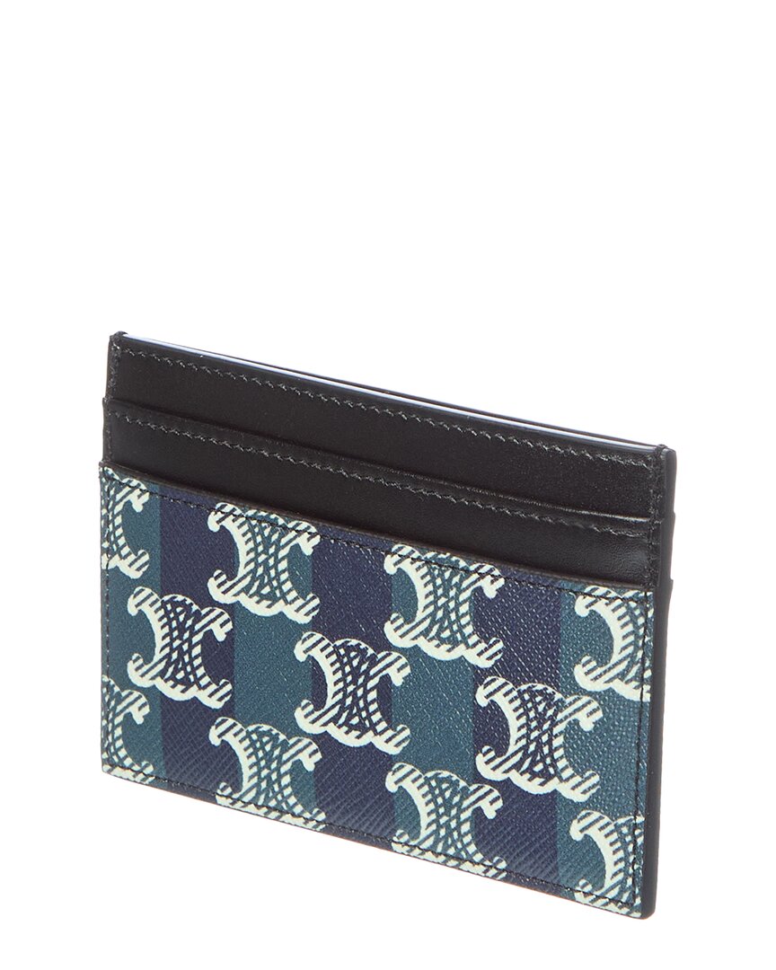 Celine Medium Striped Triomphe Canvas & Leather Card Holder