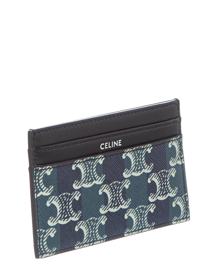 Celine Medium Striped Triomphe Canvas & Leather Card Holder