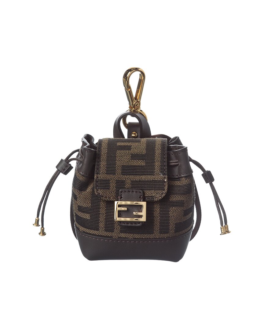 Fendi Nano Ff Jacquard & Leather Backpack Charm