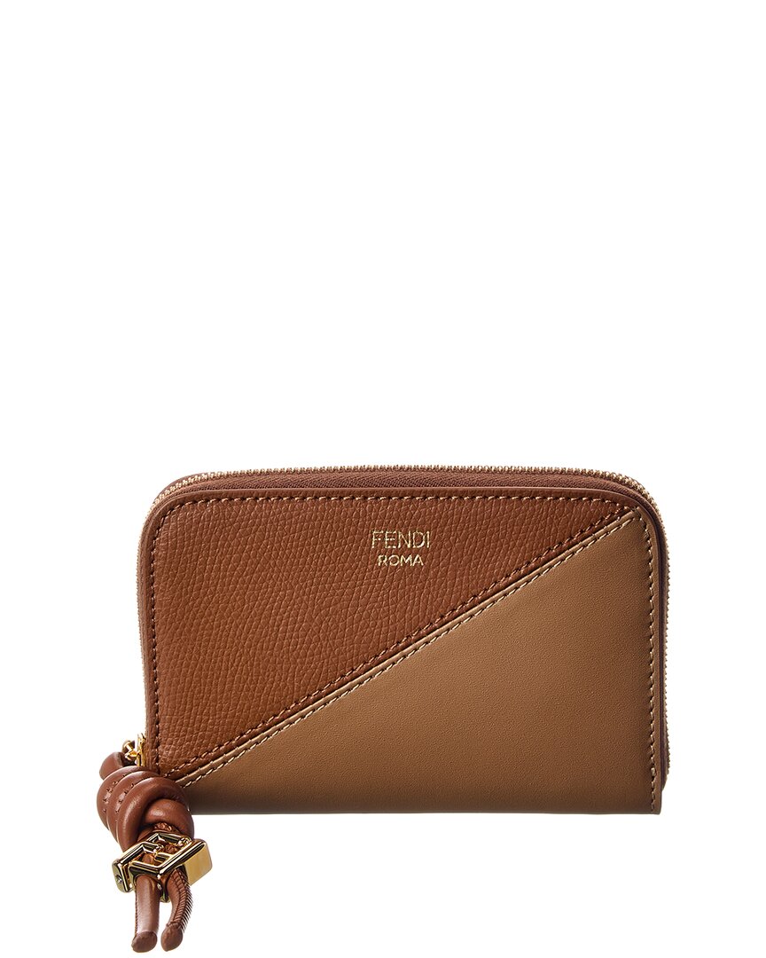 Fendi Ff Diamonds Zipper Around Mini Leather Wallet