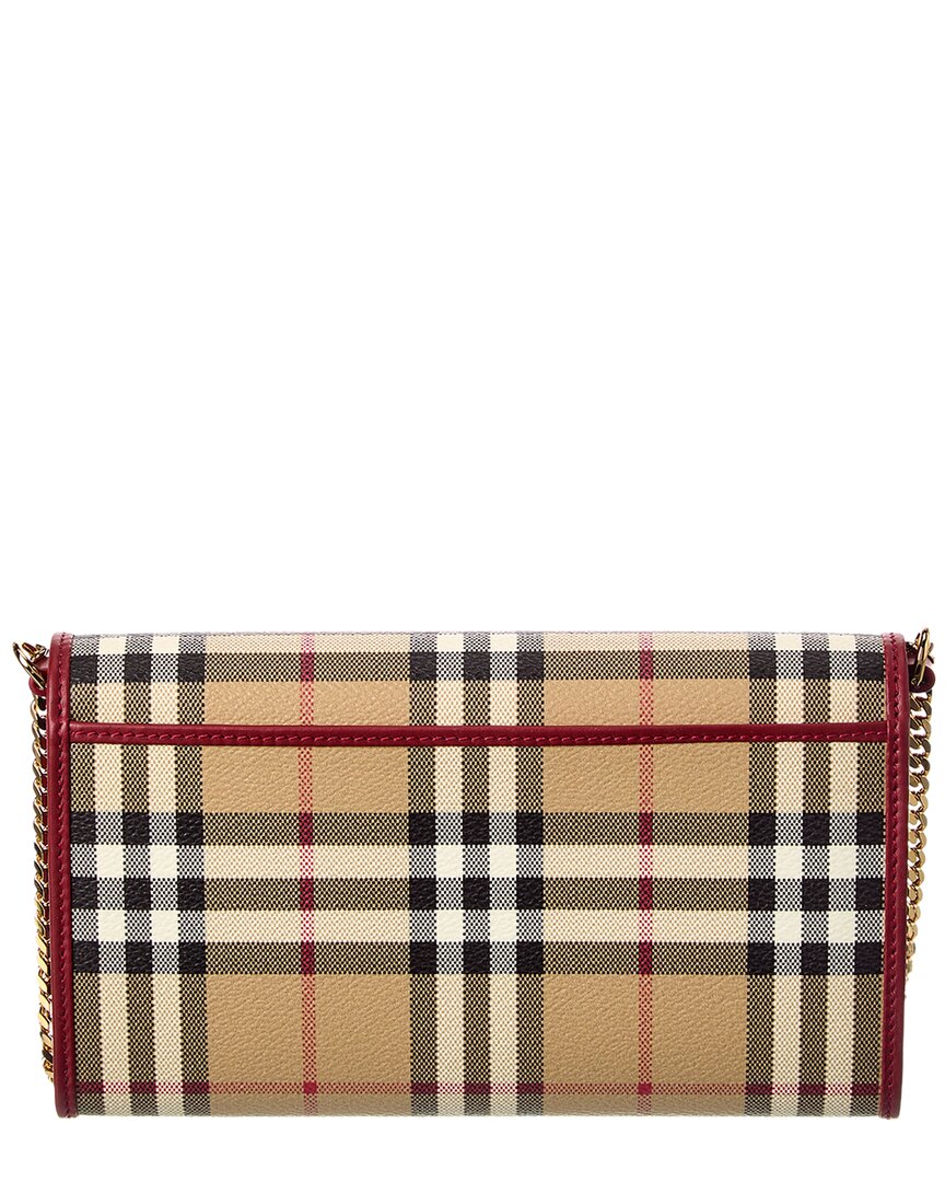 Burberry Check E-Canvas & Leather Wallet On Chain