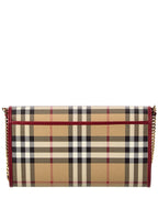 Burberry Check E-Canvas & Leather Wallet On Chain