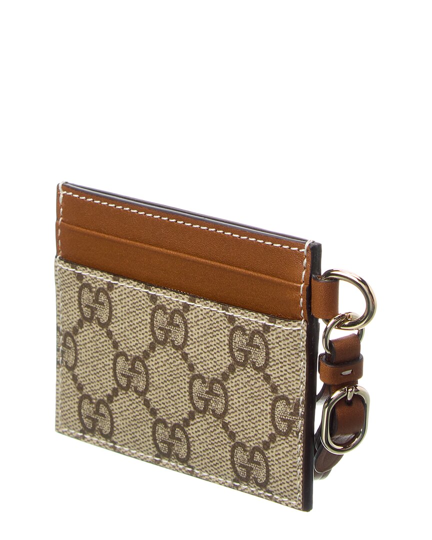 Gucci Emblem Gg Supreme Canvas & Leather Card Case