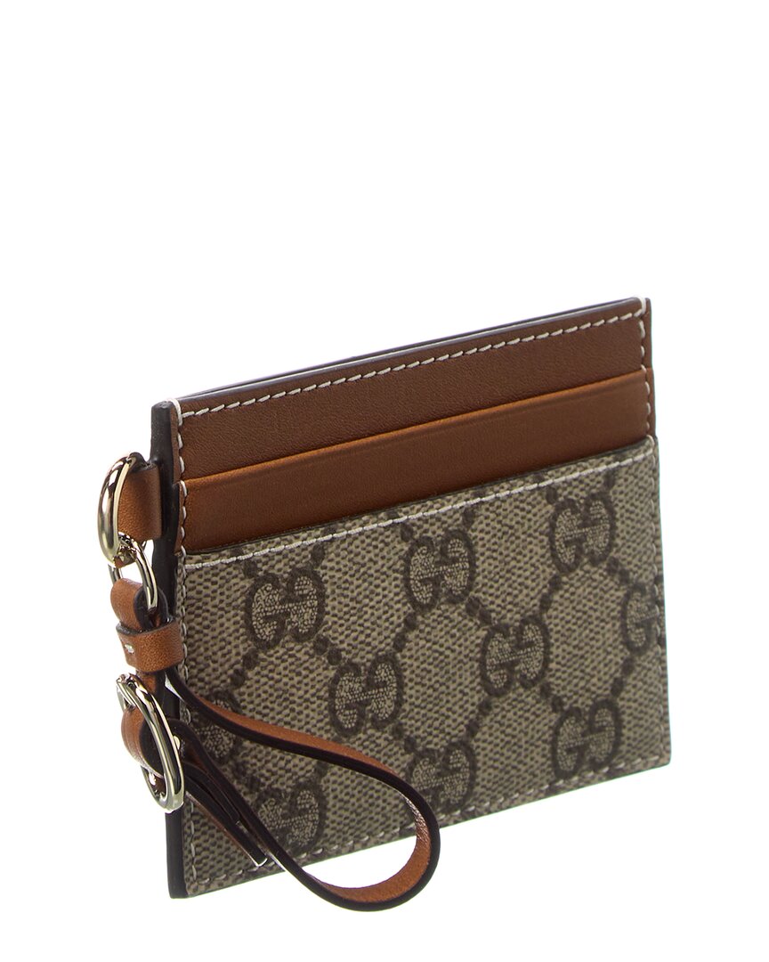Gucci Emblem Gg Supreme Canvas & Leather Card Case