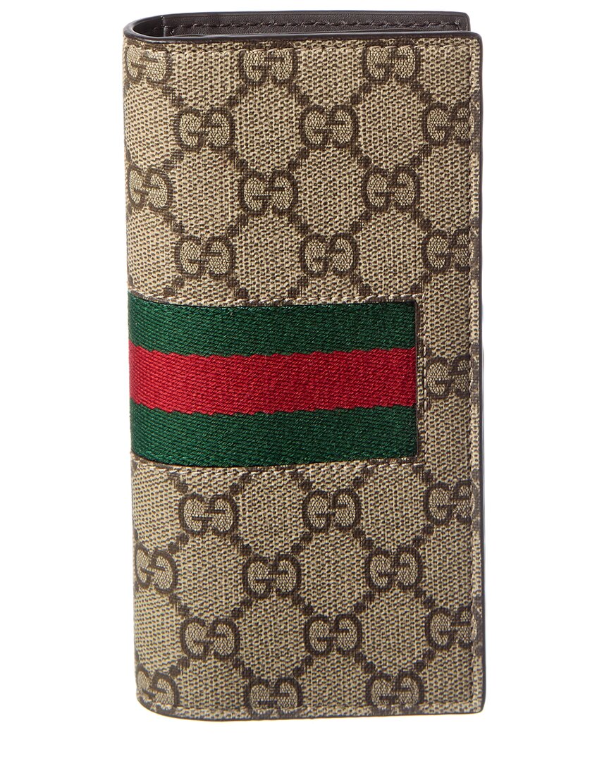 Gucci Gg Logo Canvas & Leather Zip Around Wallet
