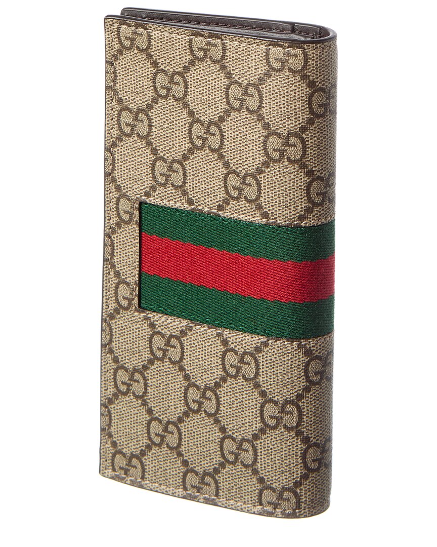 Gucci Gg Logo Canvas & Leather Zip Around Wallet