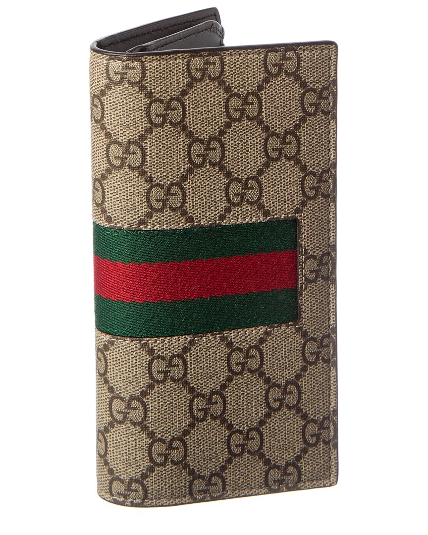 Gucci Gg Logo Canvas & Leather Zip Around Wallet