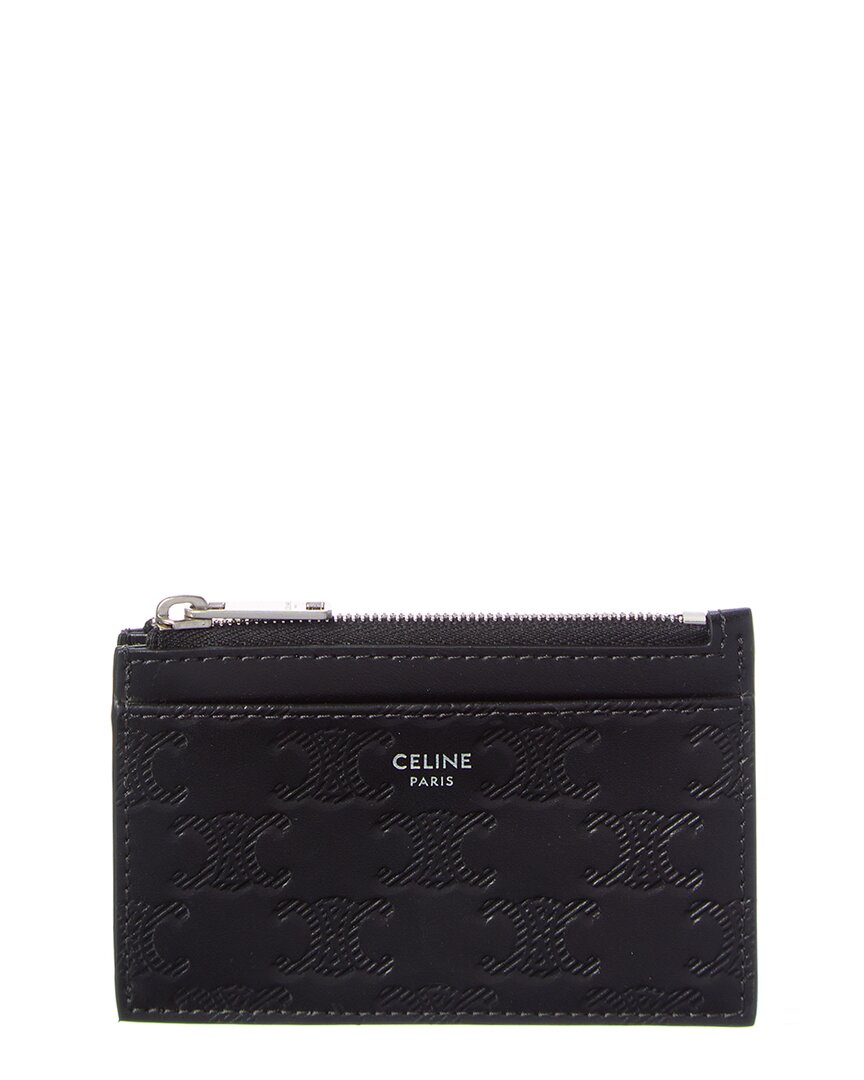 Celine Triomphe Embossed Zipped Leather Card Holder