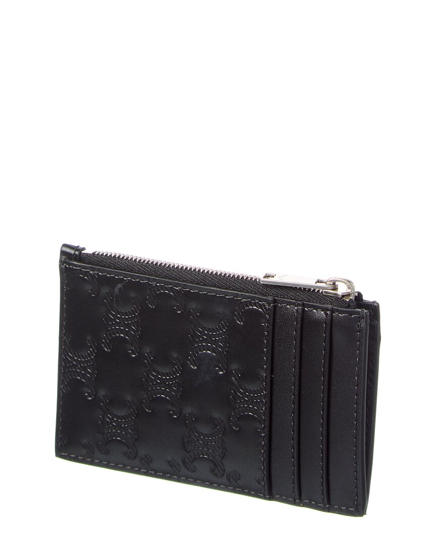 Celine Triomphe Embossed Zipped Leather Card Holder