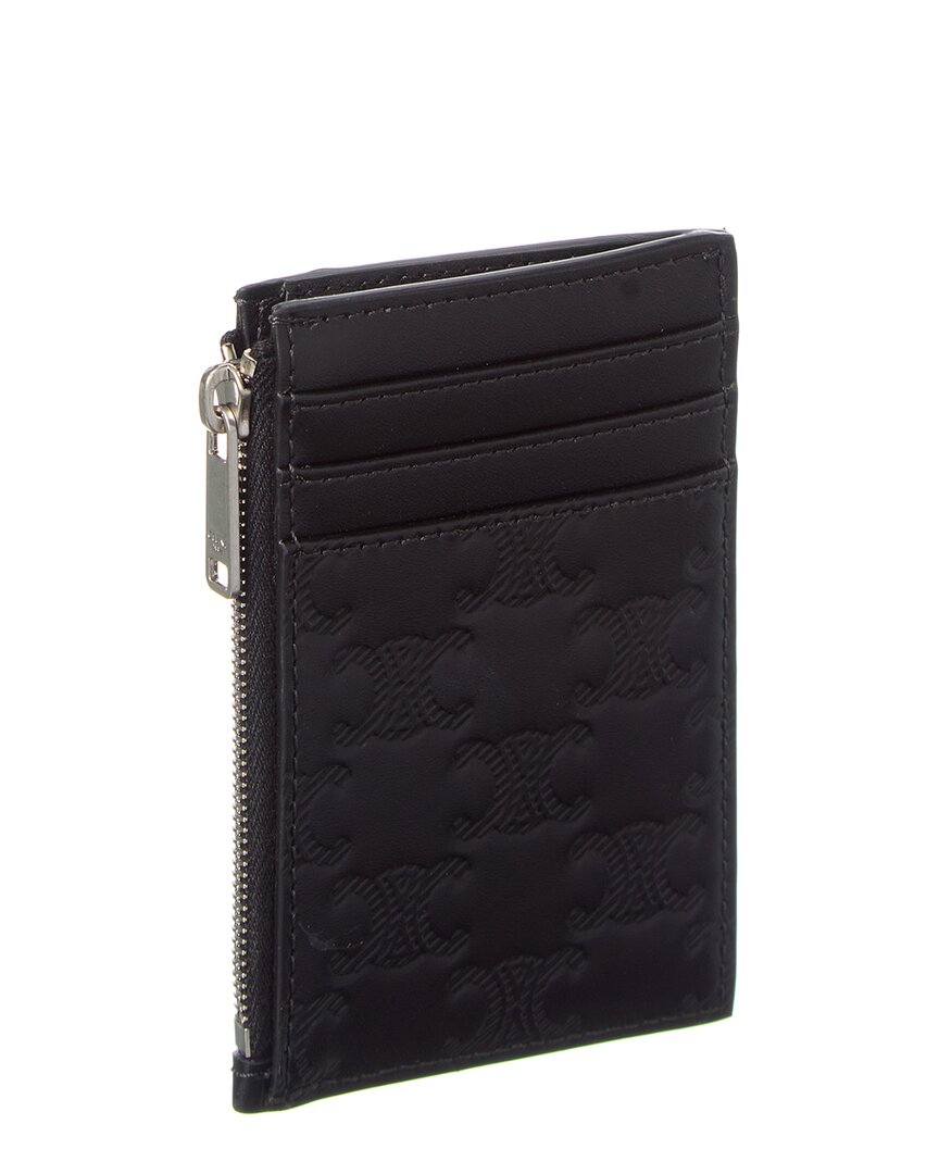 Celine Triomphe Embossed Zipped Leather Card Holder