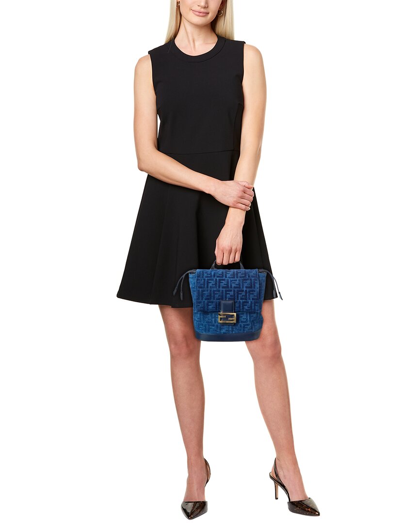Fendi Ff Flocked Denim & Leather Backpack