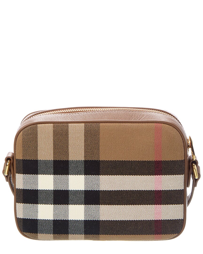 Burberry Small Check Canvas & Leather Camera Bag