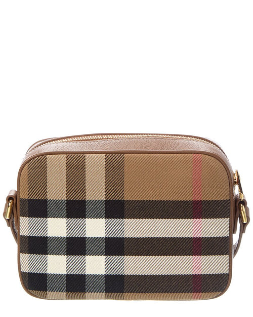 Burberry Small Check Canvas & Leather Camera Bag