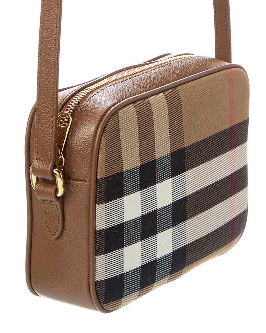 Burberry Small Check Canvas & Leather Camera Bag