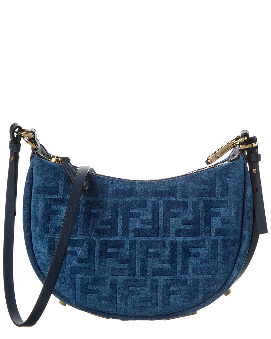 Fendi Fendigraphy Mini Flocked Denim Hobo Bag