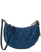 Fendi Fendigraphy Mini Flocked Denim Hobo Bag