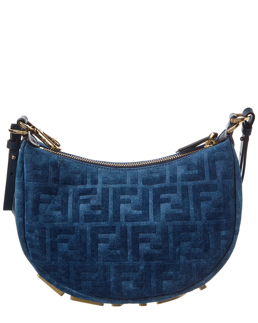 Fendi Fendigraphy Mini Flocked Denim Hobo Bag