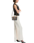Celine Boston Small Triomphe Jacquard Canvas & Leather Shoulder Bag