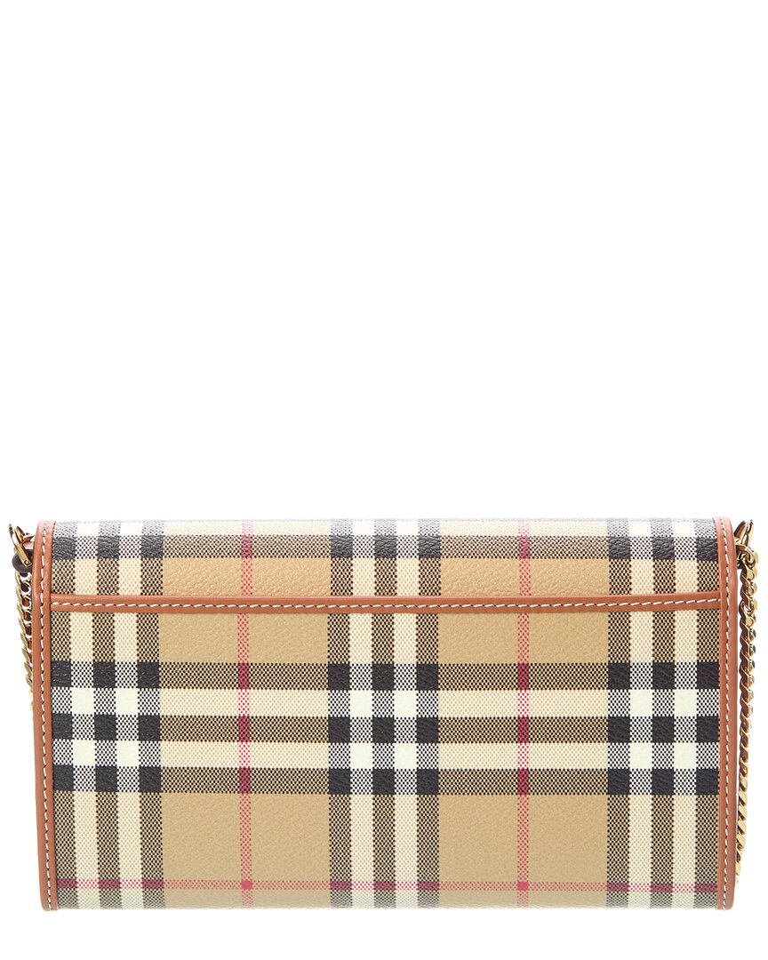 Burberry Check E-Canvas & Leather Wallet On Chain