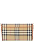 Burberry Check E-Canvas & Leather Wallet On Chain